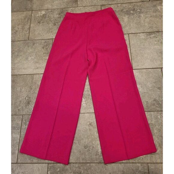New Fuscia Pink Wide Leg High Rise Side Zip Dress Pants Sz 12 Truth By Republic - Picture 3 of 7